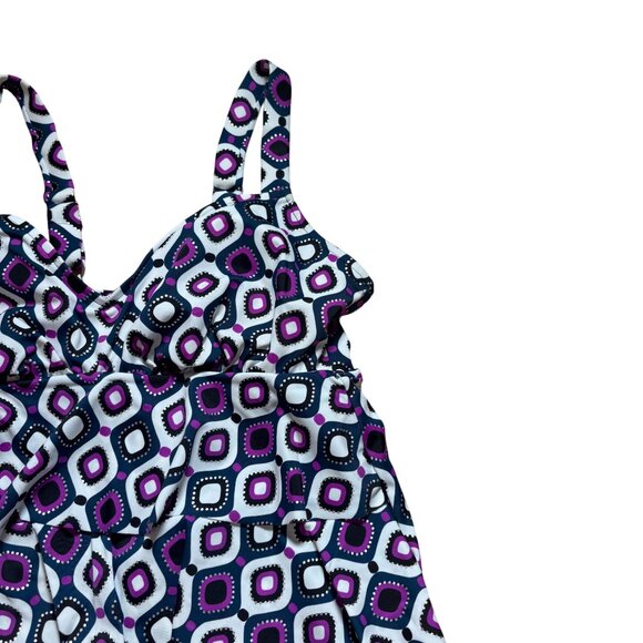 Swim Solutions Tummy Control Fauxkini One-Piece Swimsuit Women's Size 8 NWT! - Picture 2 of 7